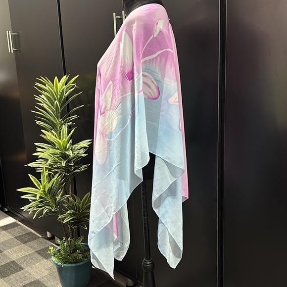 Pineapple Moon Wrap,elegant chiffon,coconut buttons,coverup,scarf,caftan,floral - Picture 4 of 9